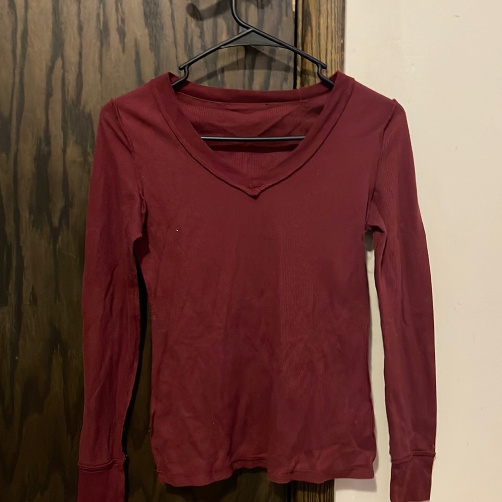 Red skin tight shirt
